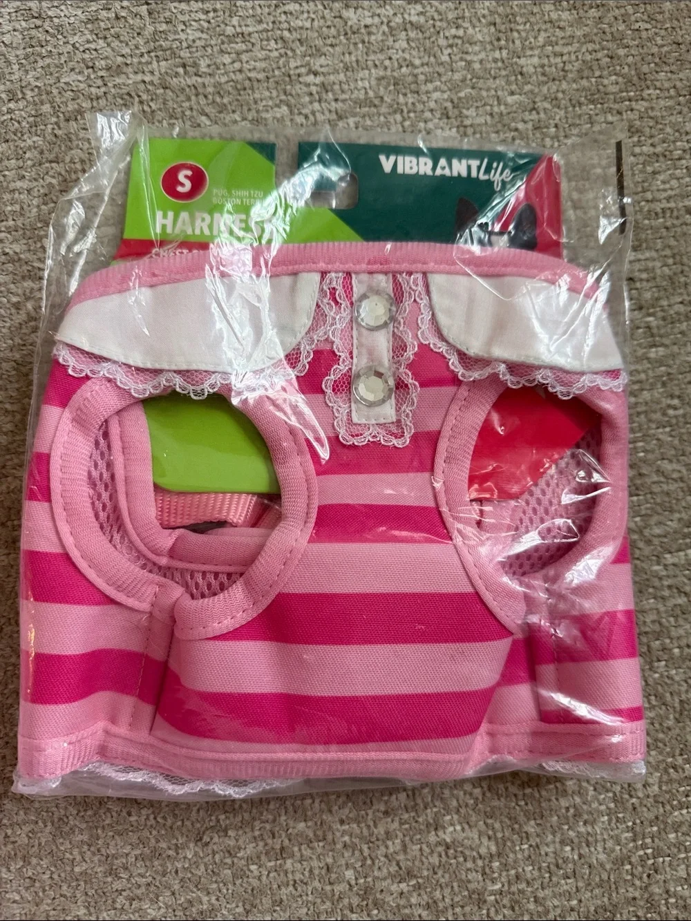 NWT Vibrant Life Pink Striped Pet Harness
